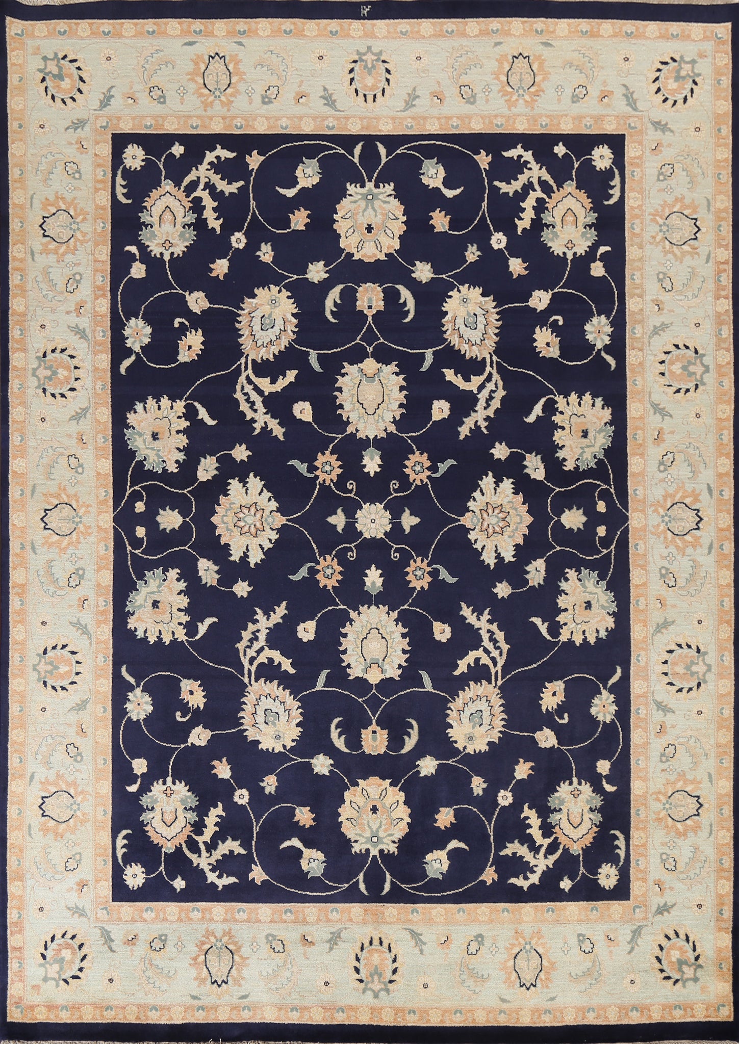 Navy Blue Oushak Chobi Handmade Wool Rug 8x10