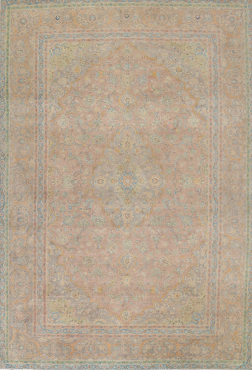 Vintage Distressed Kashan Persian Area Rug 9x12
