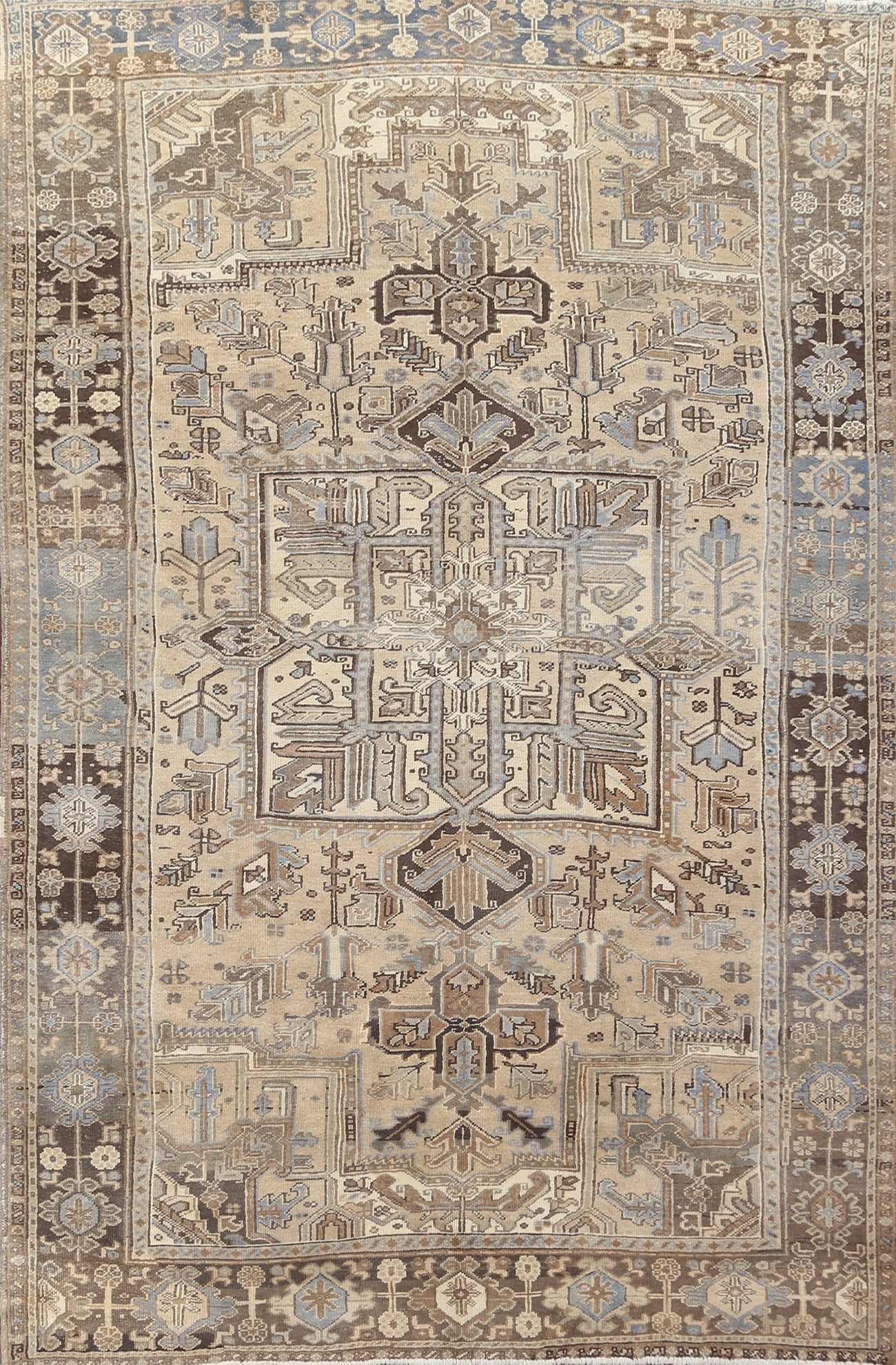 Vintage Geometric Heriz Persian Area Rug 8x11