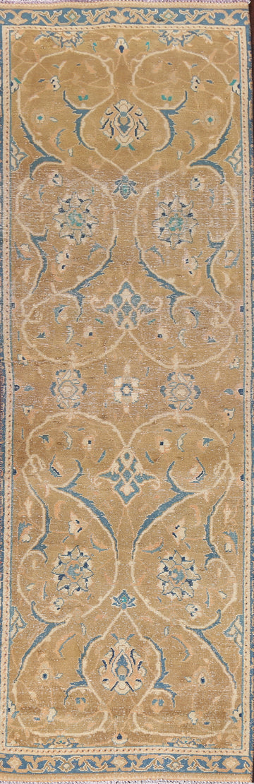 Vintage Floral Tabriz Persian Runner Rug 3x10