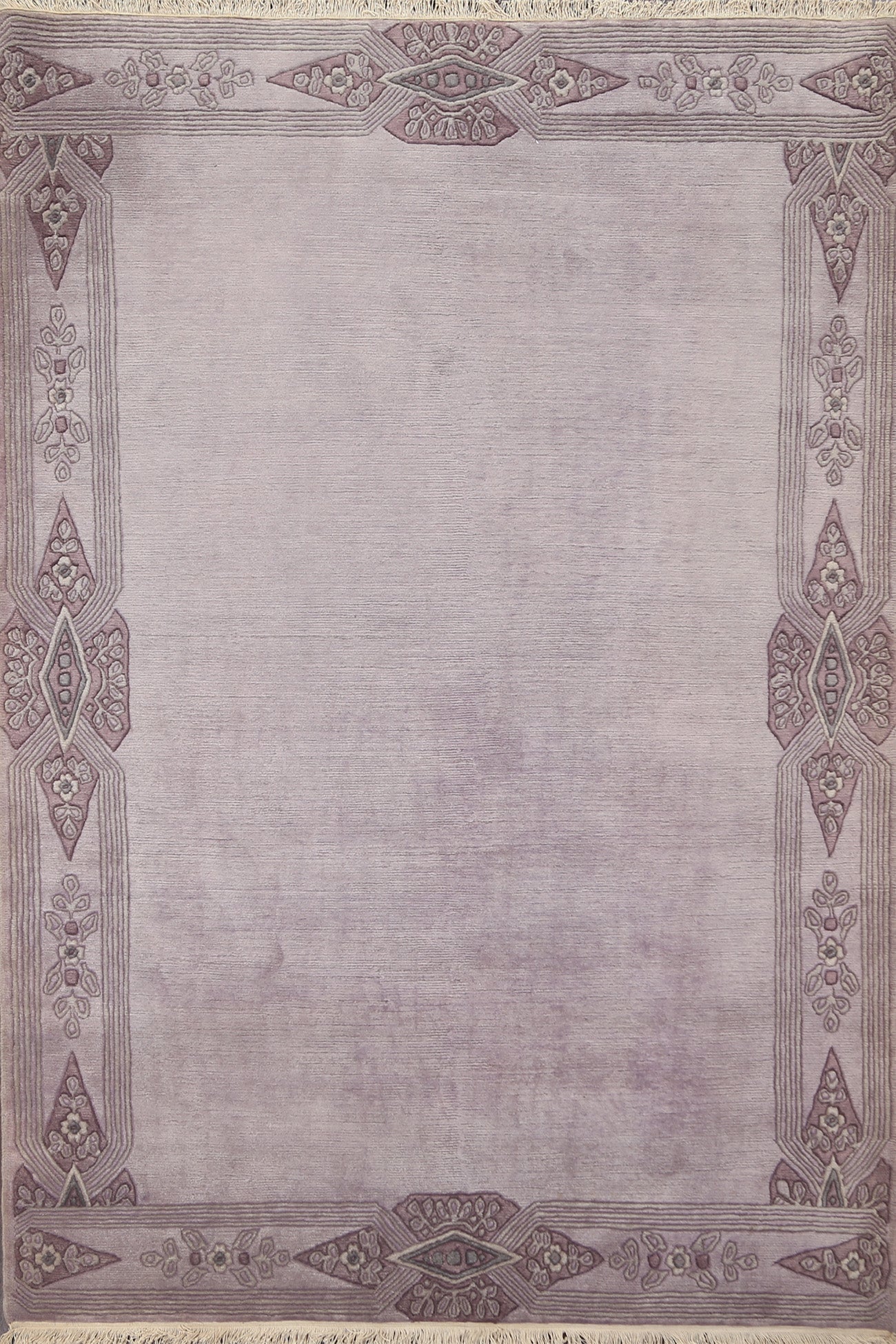 Bordered Nepal Tibetan Wool Area Rug 6x8