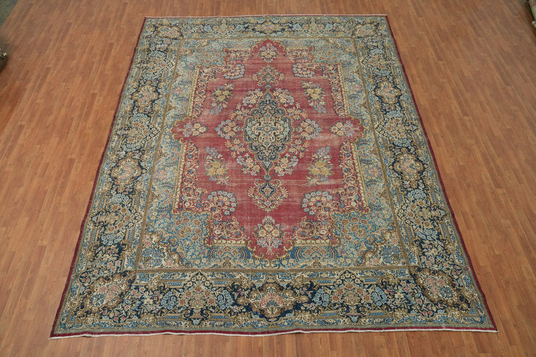 Antique Vegetable Dye Kerman Persian Large Rug 11x14