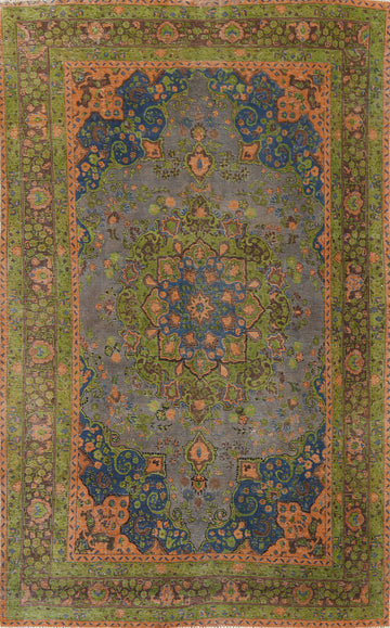 Distressed Over-Dye Mashad Persian Area Rug 6x10
