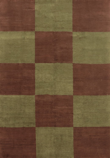 Checkered Modern Wool Nepalese Area Rug 8x10