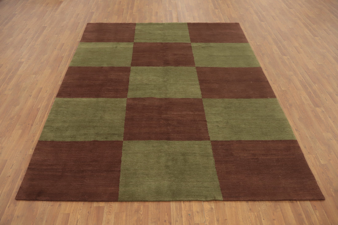 Checkered Modern Wool Nepalese Area Rug 8x10