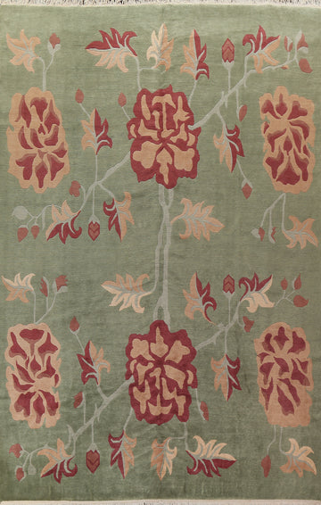 Green Vegetable Dye Nepalese Wool Area Rug 10x14