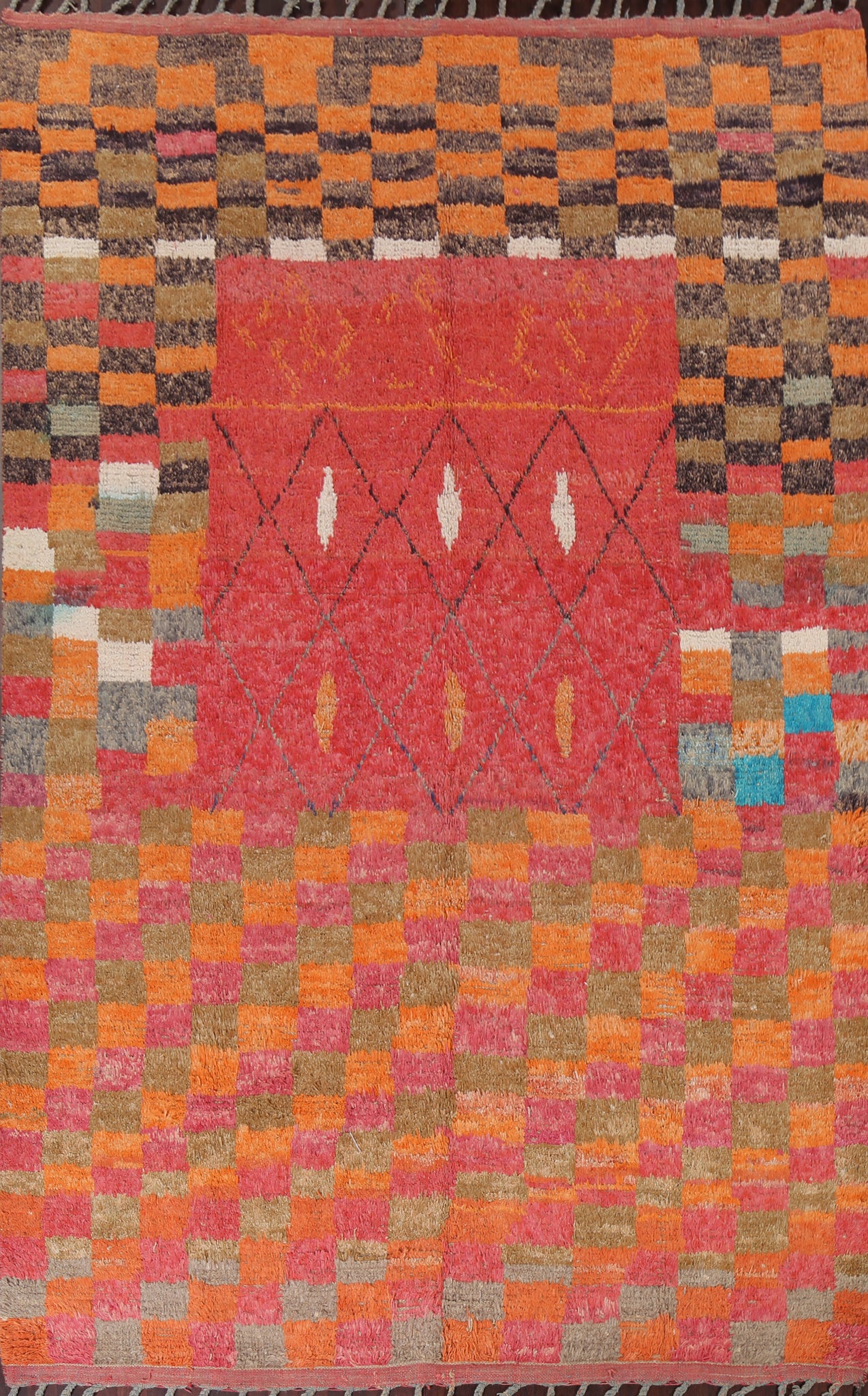 Checkered Moroccan Wool Area Rug 8x11