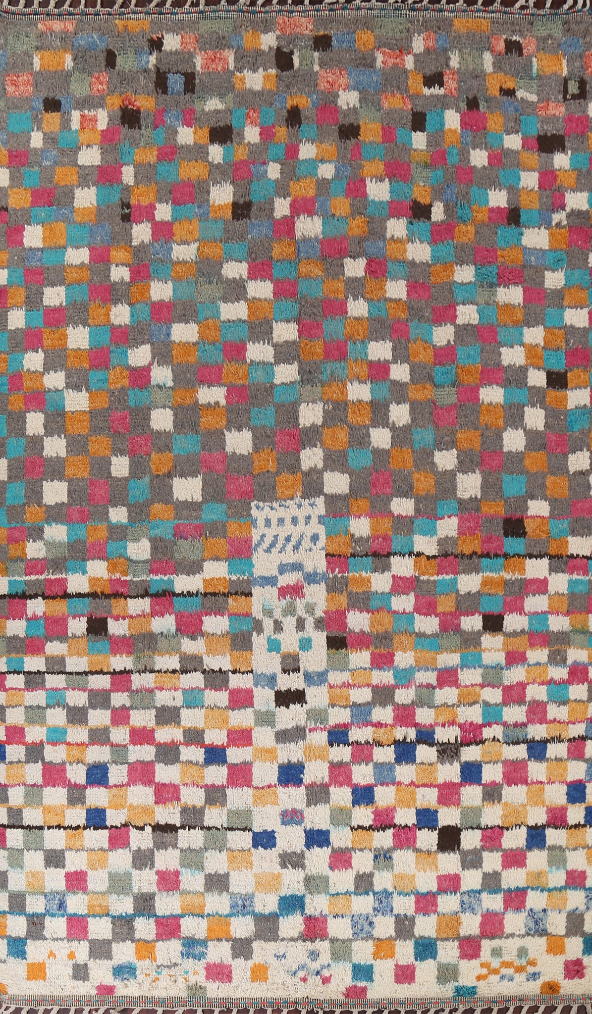 Checkered Moroccan Wool Area Rug 9x13