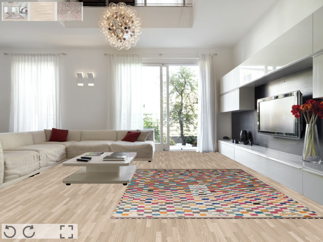 Checkered Moroccan Wool Area Rug 9x13