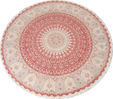 Vegetable Dye Tabriz Round Area Rug 8x8