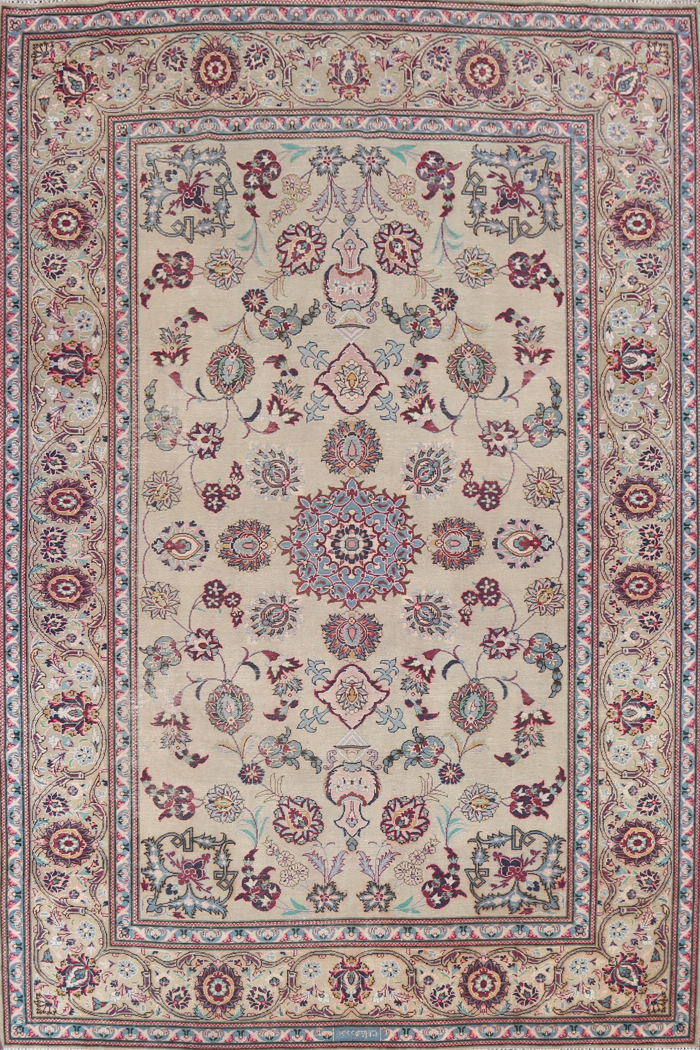Vintage Wool Kashan Persian Area Rug 8x11
