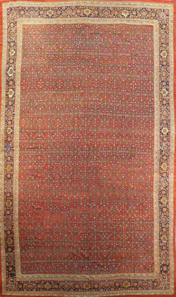 Pre-1900 Antique Vegetable Dye Sultanabad Persian Rug 15x22
