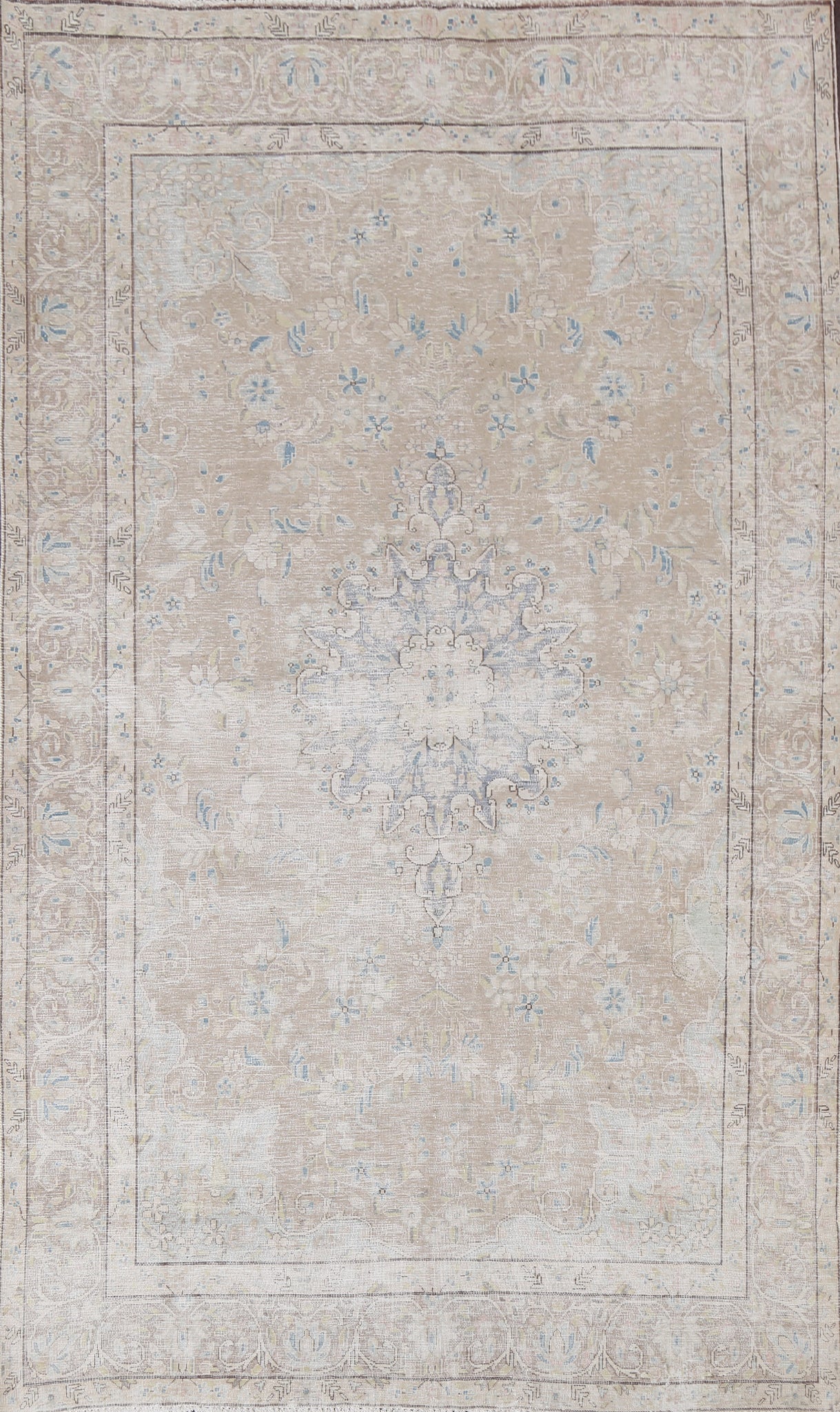 Muted Distressed Kerman Persian Area Rug 6x10