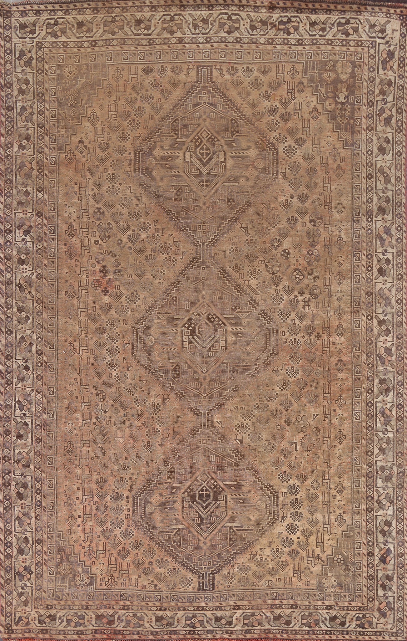 Antique Tribal Shiraz Persian Area Rug 6x9
