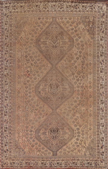 Antique Tribal Shiraz Persian Area Rug 6x9