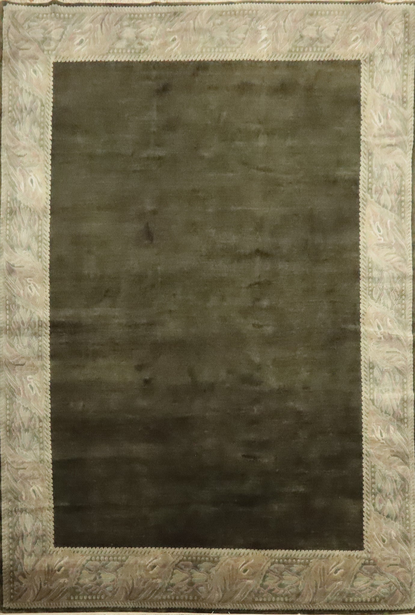Vegetable Dye Green Nepalese Wool Area Rug 8x11