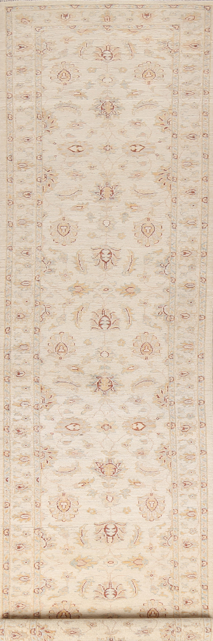 Vegetable Dye Handmade Peshawar Wool Runner Rug 2x13