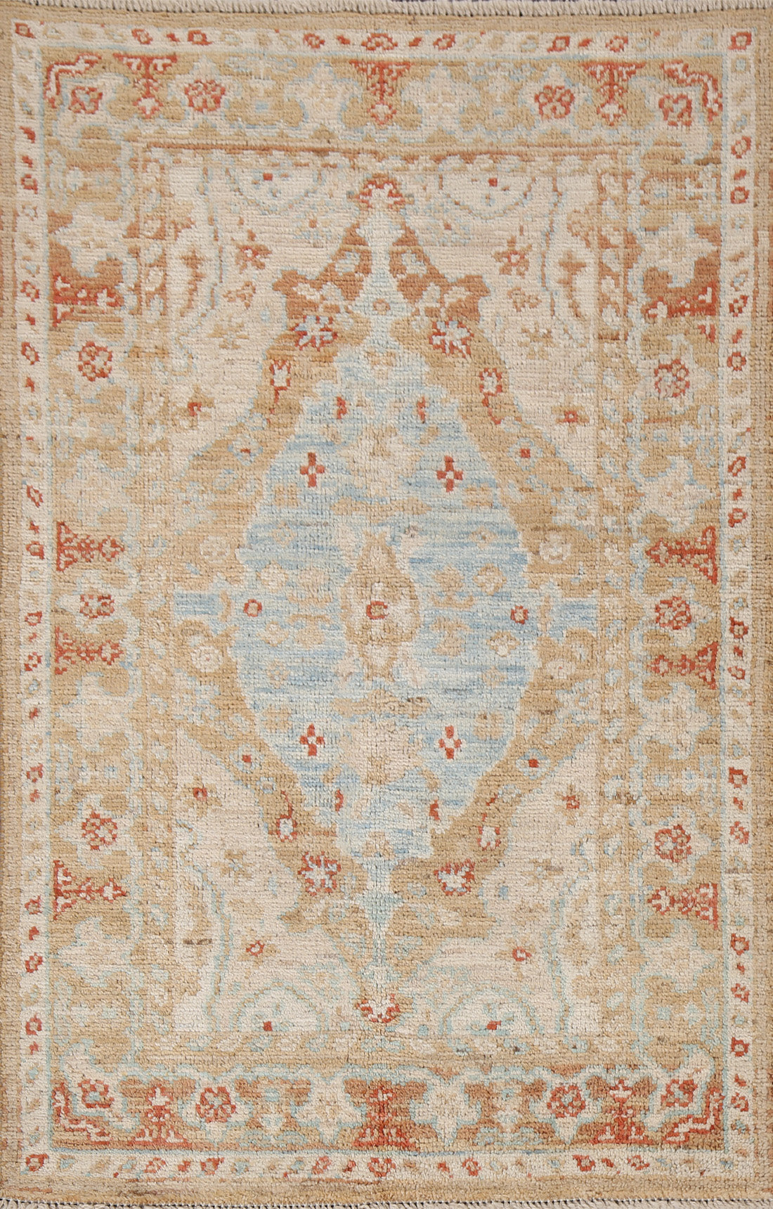 Vegetable Dye Handmade Wool Oushak Turkish Rug 3x5