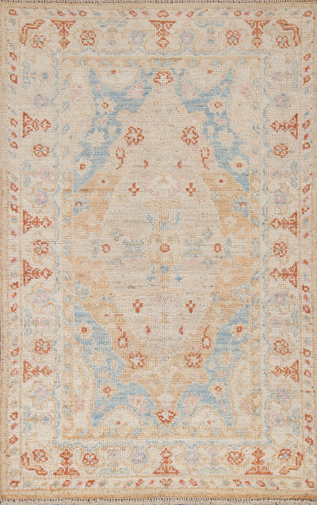 Vegetable Dye Handmade Oushak Turkish Wool Rug 3x5