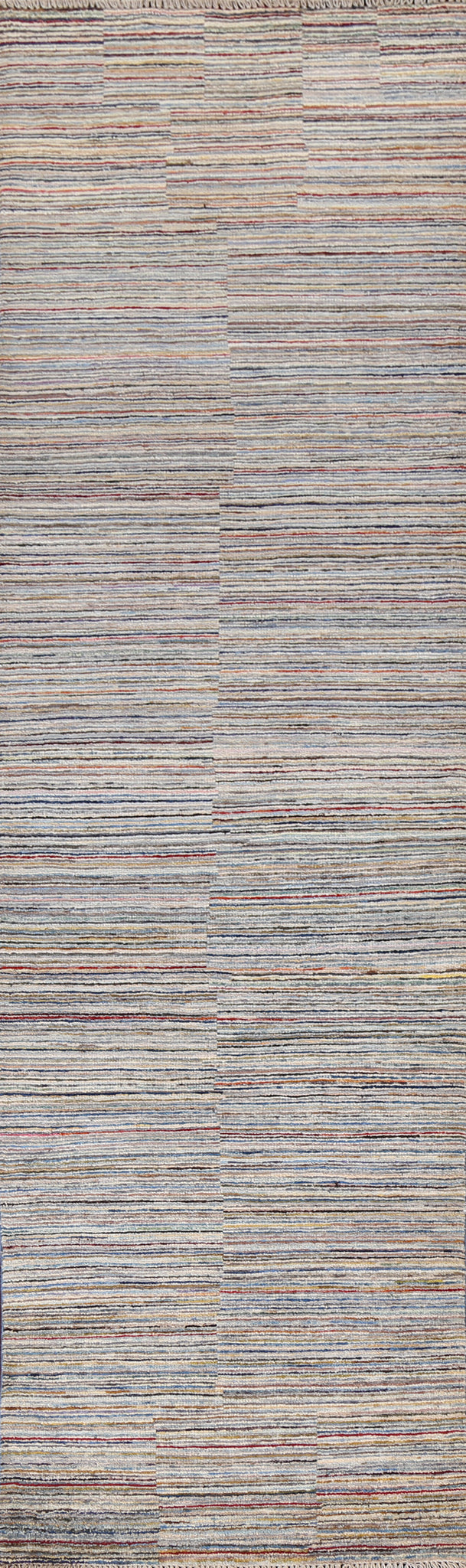 Striped Gabbeh Kashkoli Wool Runner Rug 2x10