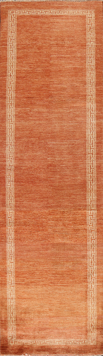 Orange Gabbeh Kashkoli Wool Runner Rug 3x10