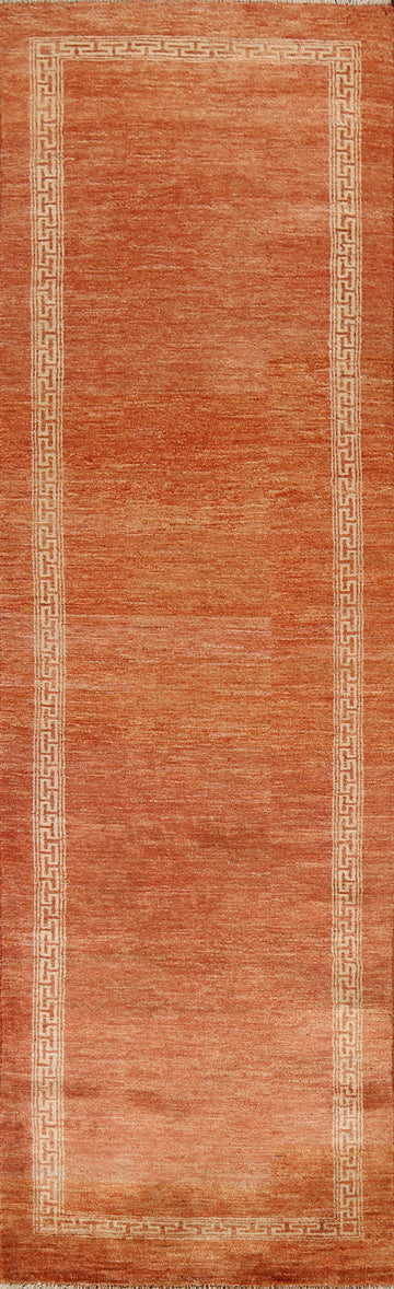 Orange Gabbeh Kashkoli Wool Runner Rug 3x9