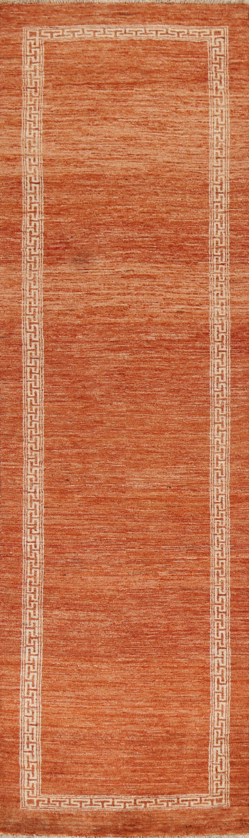 Orange Gabbeh Kashkoli Wool Runner Rug 3x9