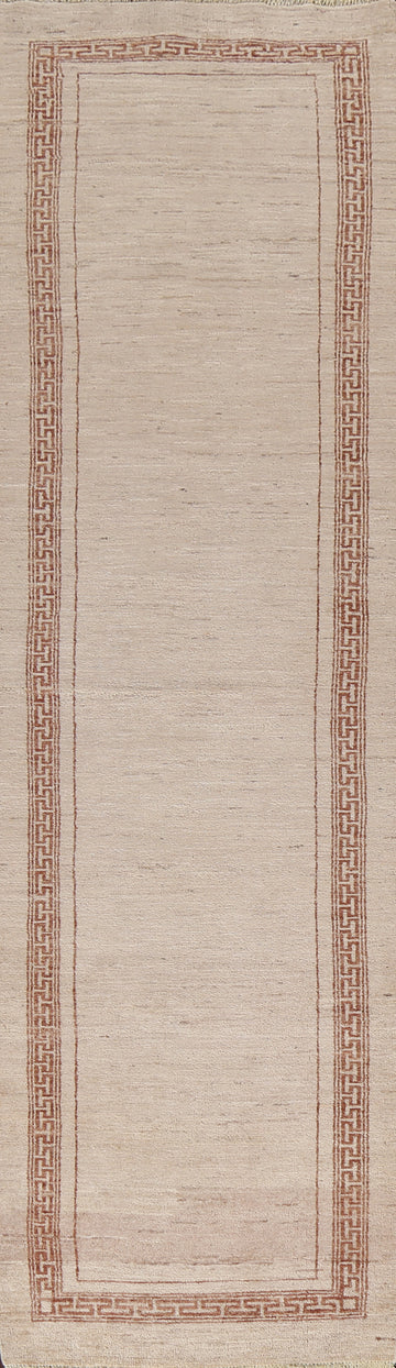 Earth-Tone Gabbeh Kashkoli Wool Runner Rug 2x10