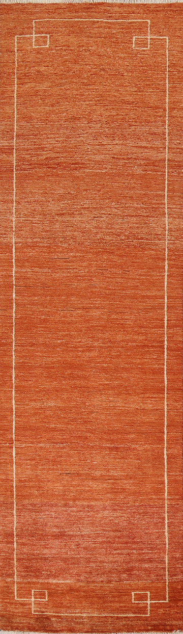 Orange Gabbeh Kashkoli Wool Runner Rug 3x10