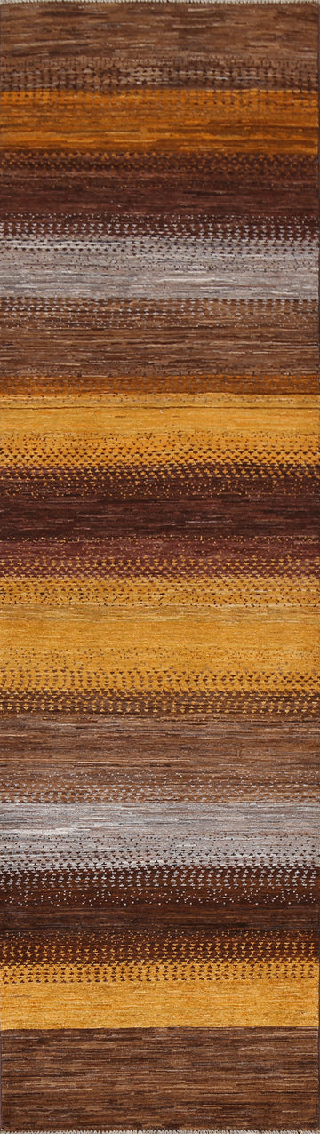 Contemporary Gabbeh Kashkoli Wool Runner Rug 3x10