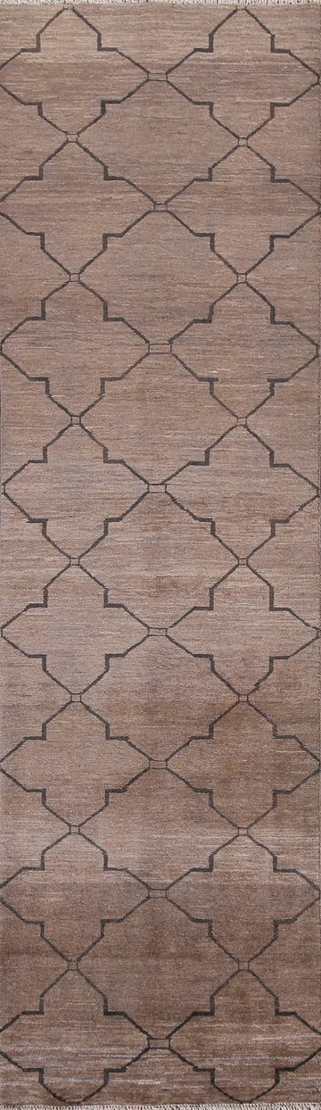 Brown Gabbeh Kashkoli Wool Runner Rug 2x10