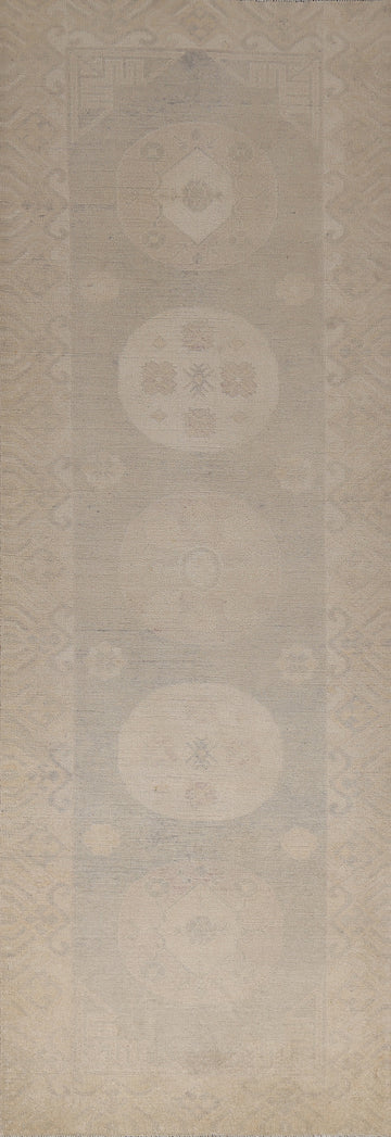 Vegetable Dye Wool Oushak Turkish Runner Rug 3x9