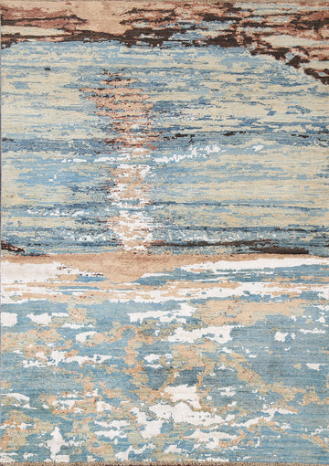 Vegetable Dye Handmade Abstract Wool/ Silk Area Rug 4x6