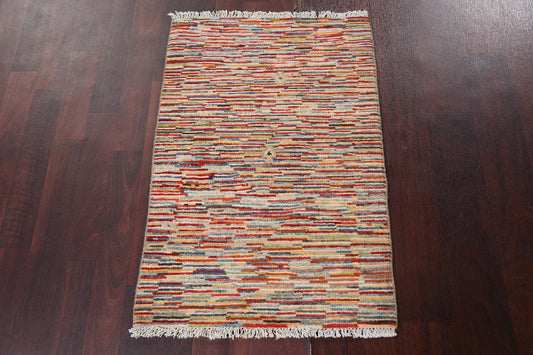 Striped Gabbeh Kashkoli Wool Contemporary Rug 2x3