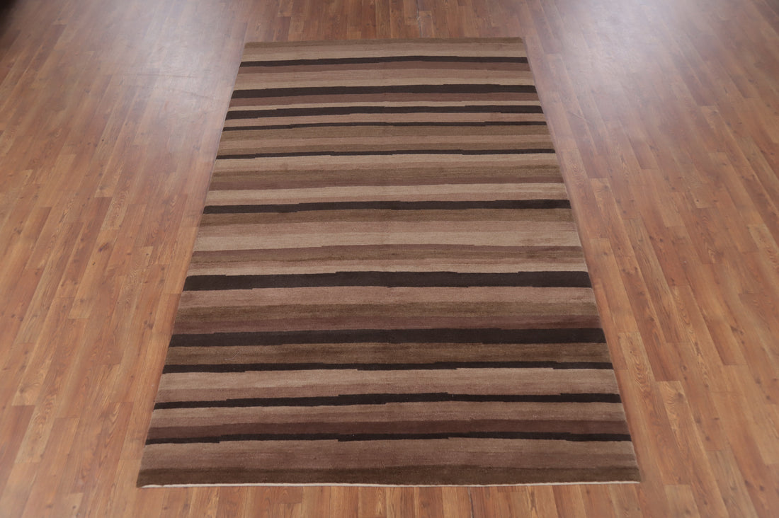 Vegetable Dye Brown Nepalese Wool Area Rug 5x8