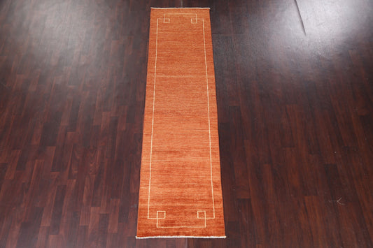 Orange Gabbeh Kashkoli Wool Runner Rug 3x9