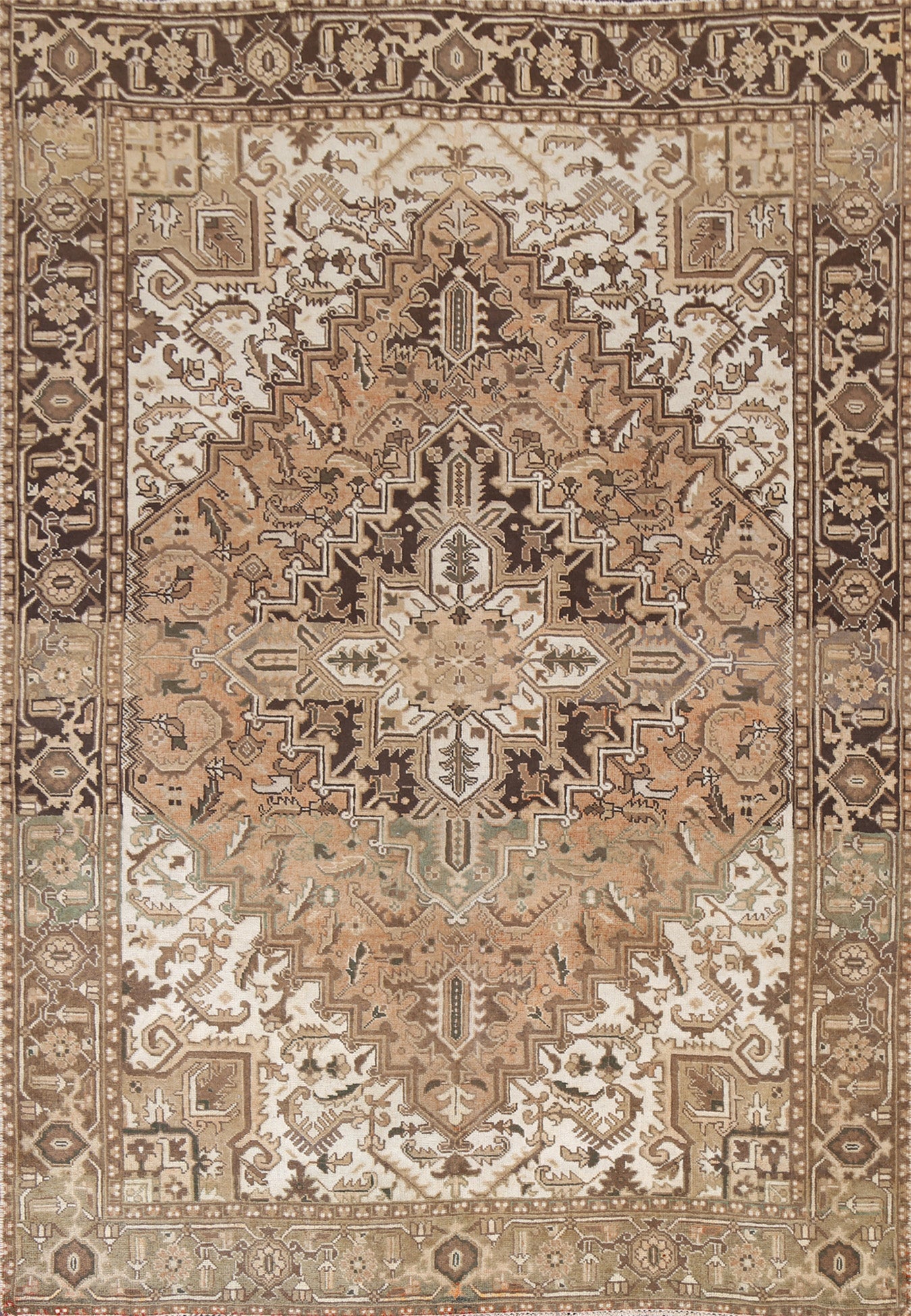 Vintage Geometric Heriz Persian Area Rug 6x9