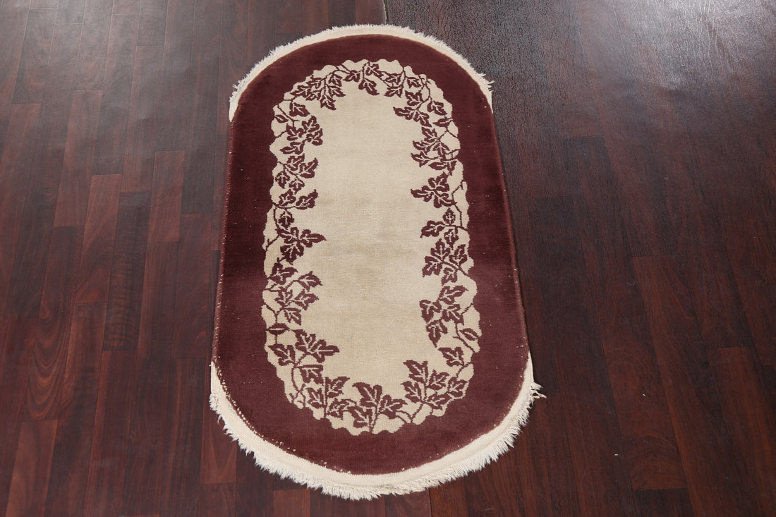 Vegetable Dye Oval Art Deco Handmade Wool Rug 3x5