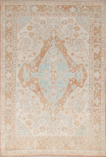 Vegetable Dye Oushak Turkish Area Rug 4x6