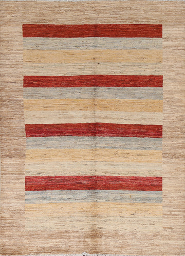 Striped Gabbeh Kashkoli Wool Area Rug 5x6