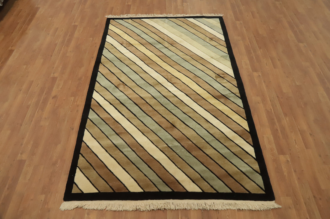Contemporary Nepalese Vegetable Dye Area Rug 5x8