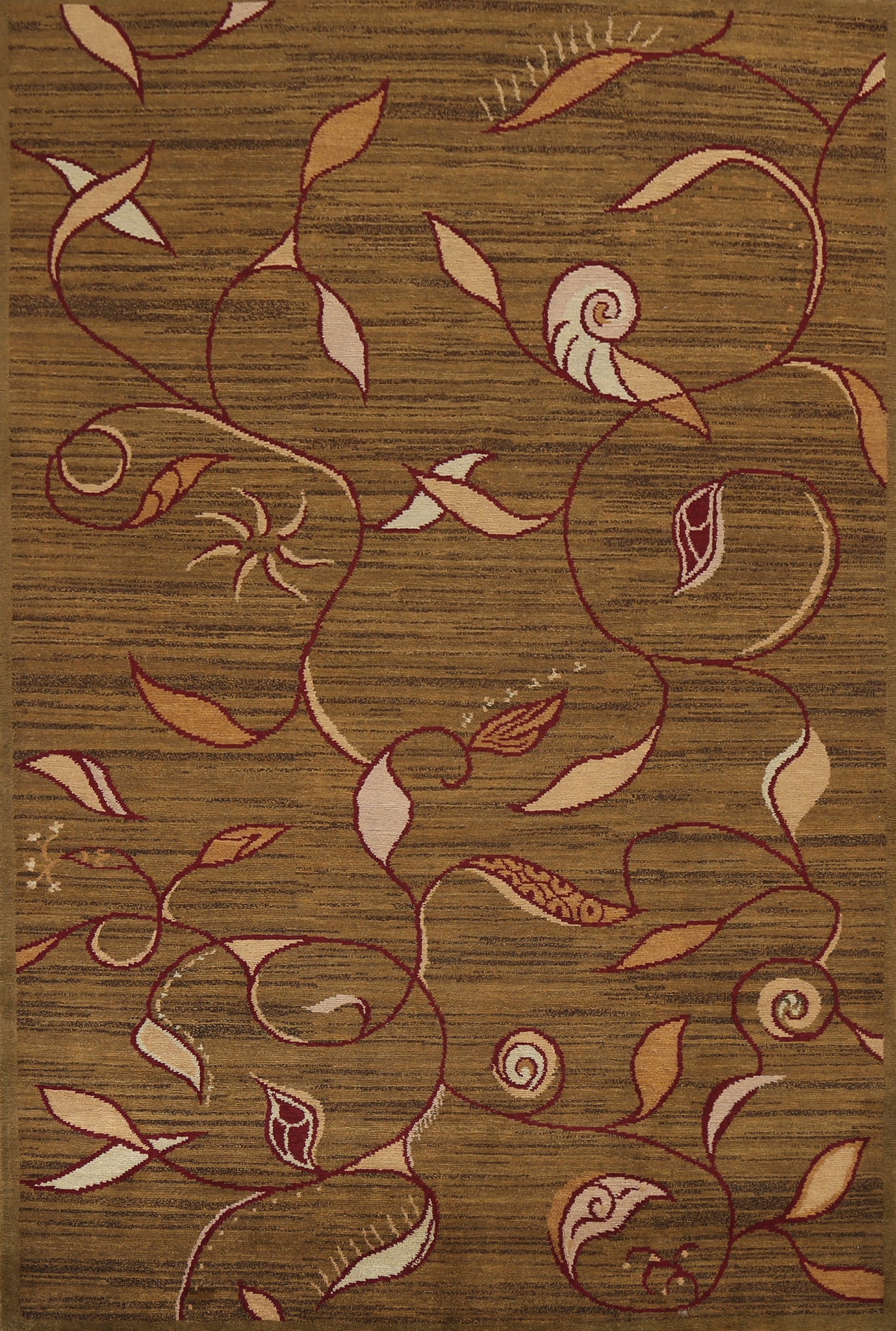 Nature Print Nepalese Vegetable Dye Area Rug 6x9