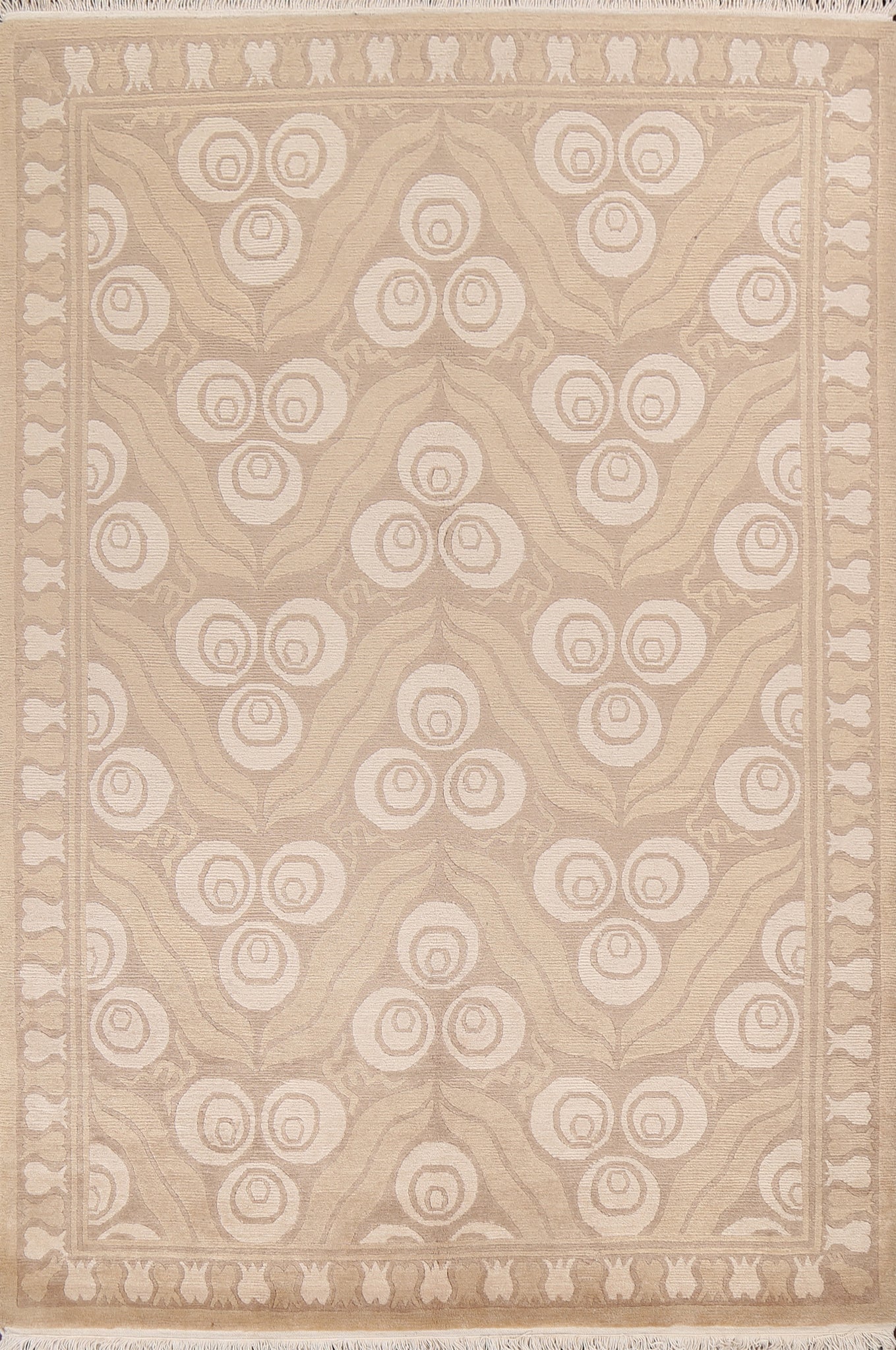 Vegetable Dye Nepalese Abstract Area Rug 6x9