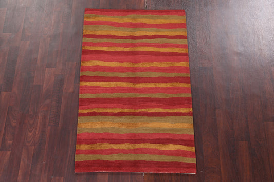 Abstract Nepalese Vegetable Dye Wool Rug 3x5