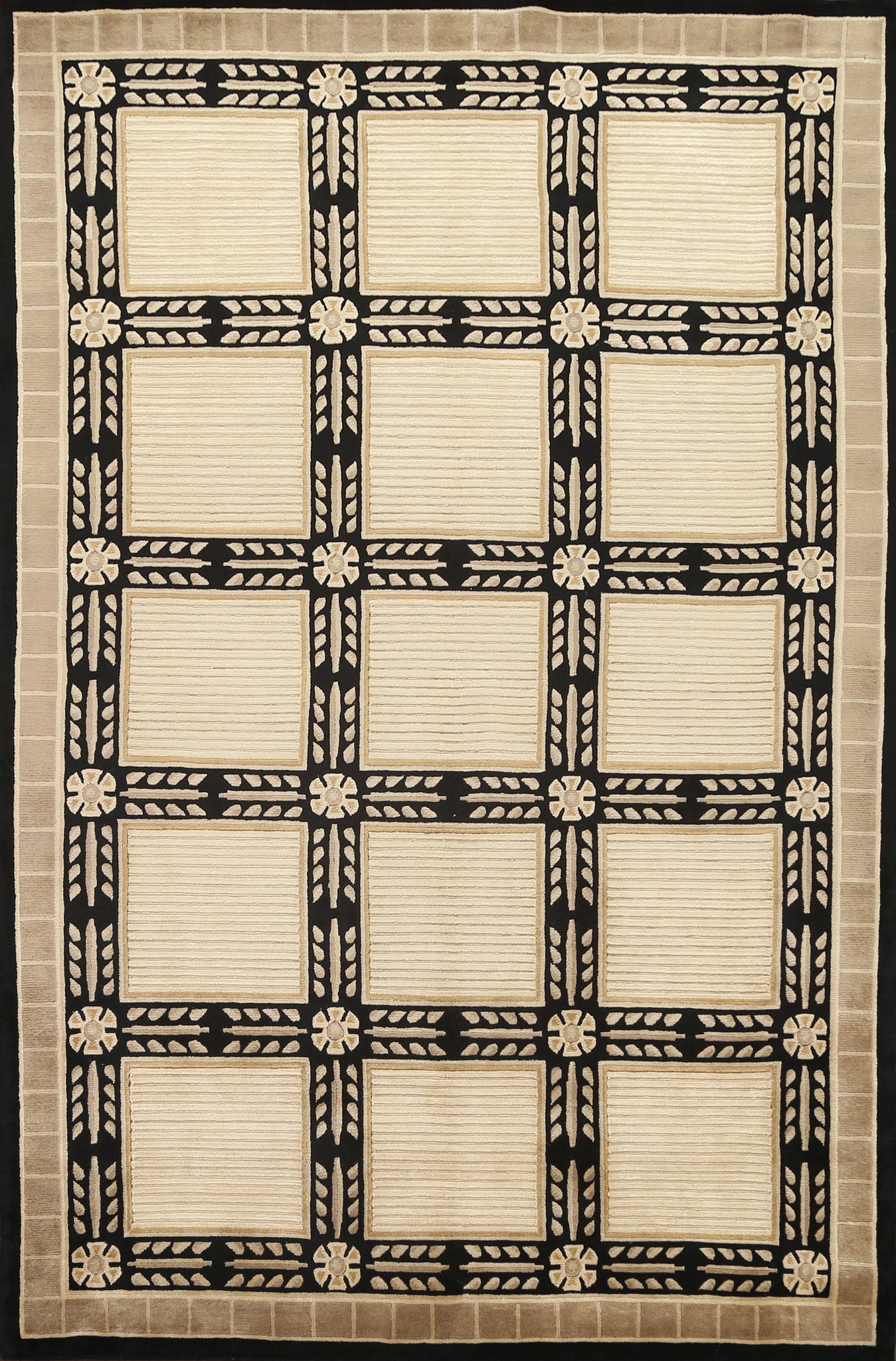 Geometric Nepalese Vegetable Dye Area Rug 6x9