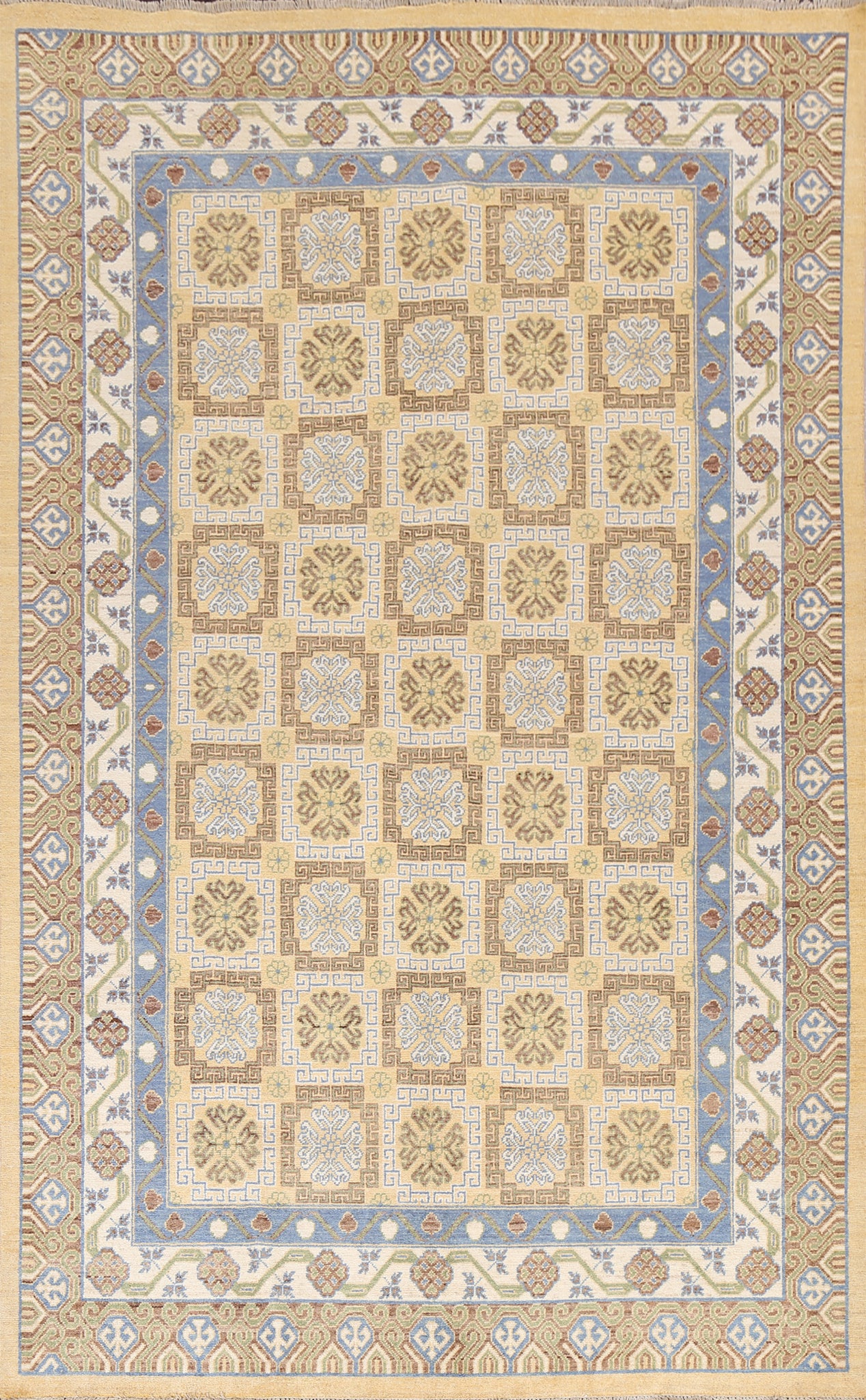 Vegetable Dye Wool Khotan Oriental Area Rug 7x9