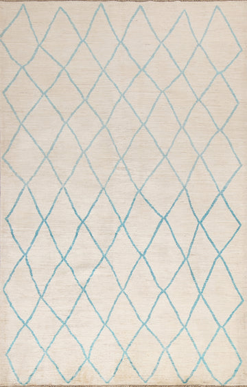 Vegetable Dye Trellis Moroccan Wool Area Rug 6x8