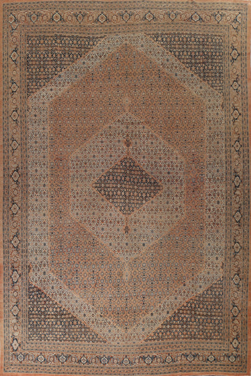 Pre-1900 Antique Vegetable Dye Tabriz Haj Jalili Persian Rug 13x18