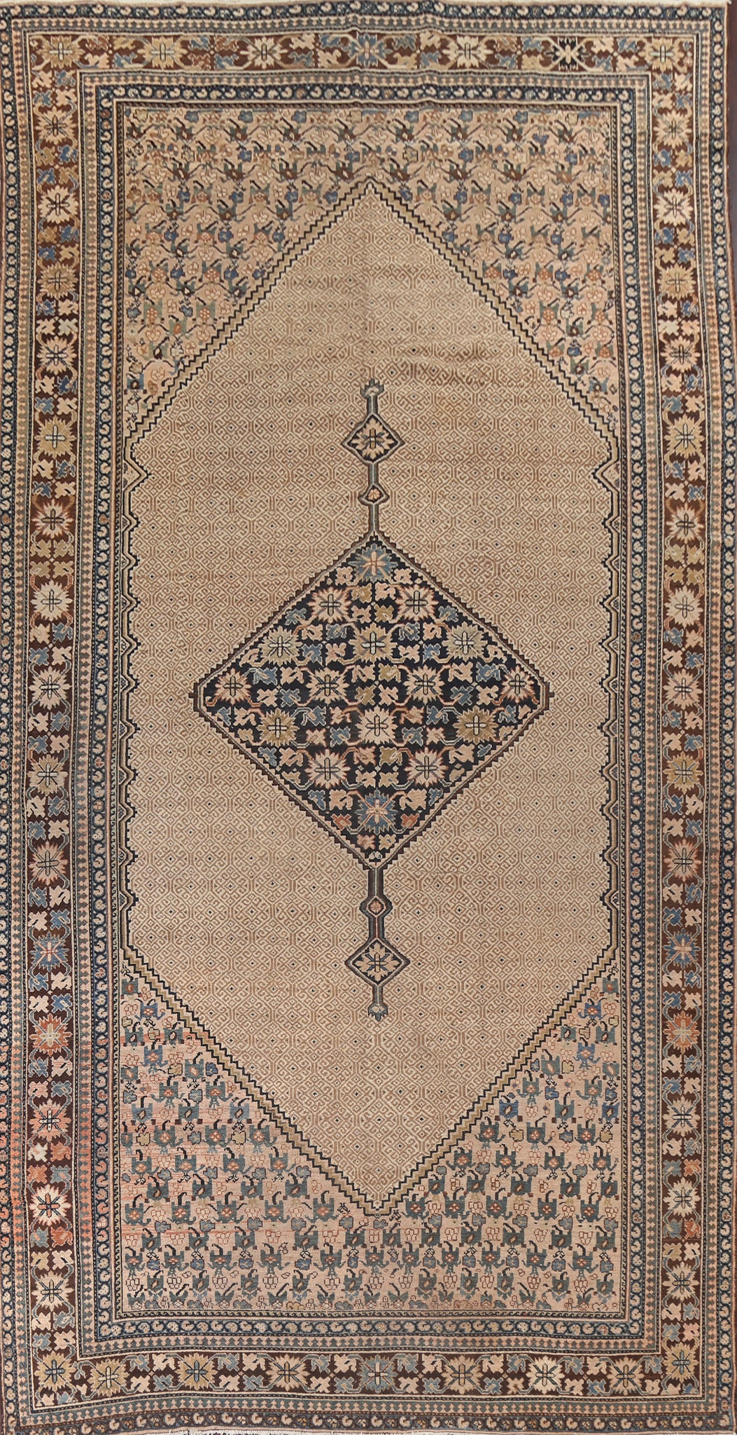 Pre-1900 Antique Vegetable Dye Bibikabad Persian Rug 10x16