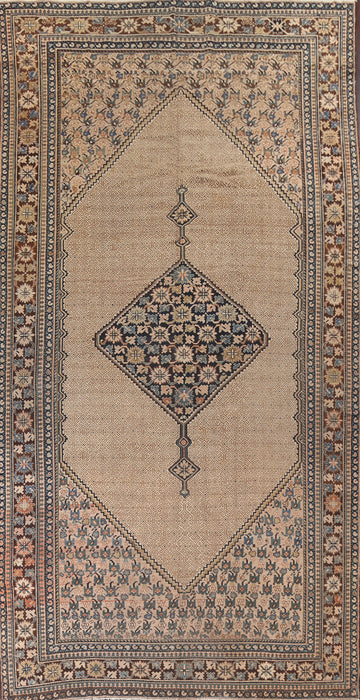 Pre-1900 Antique Vegetable Dye Bibikabad Persian Rug 10x16